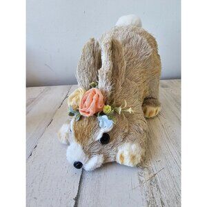 Vintage Pier 1 sisal bottle brush realistic bunny rabbit Easter decor flowers li